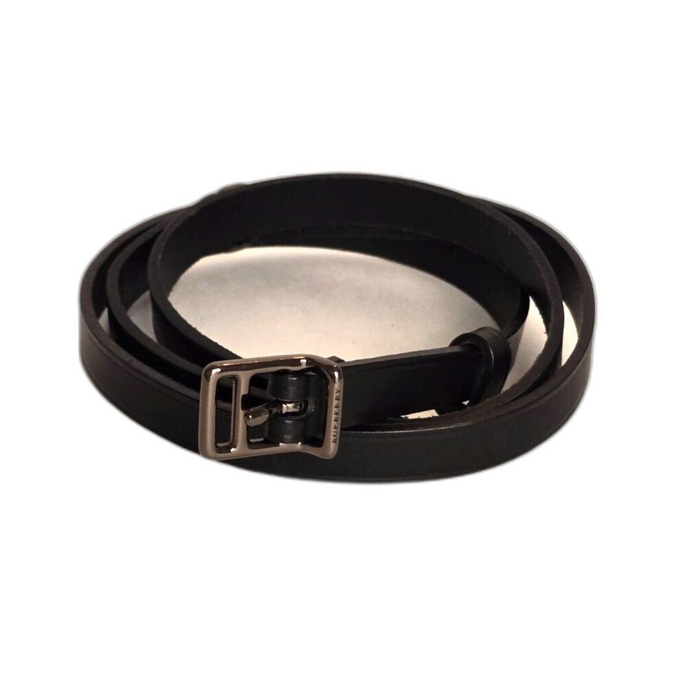 BURBERRY LONDON Black Belt Gunmetal Buckle